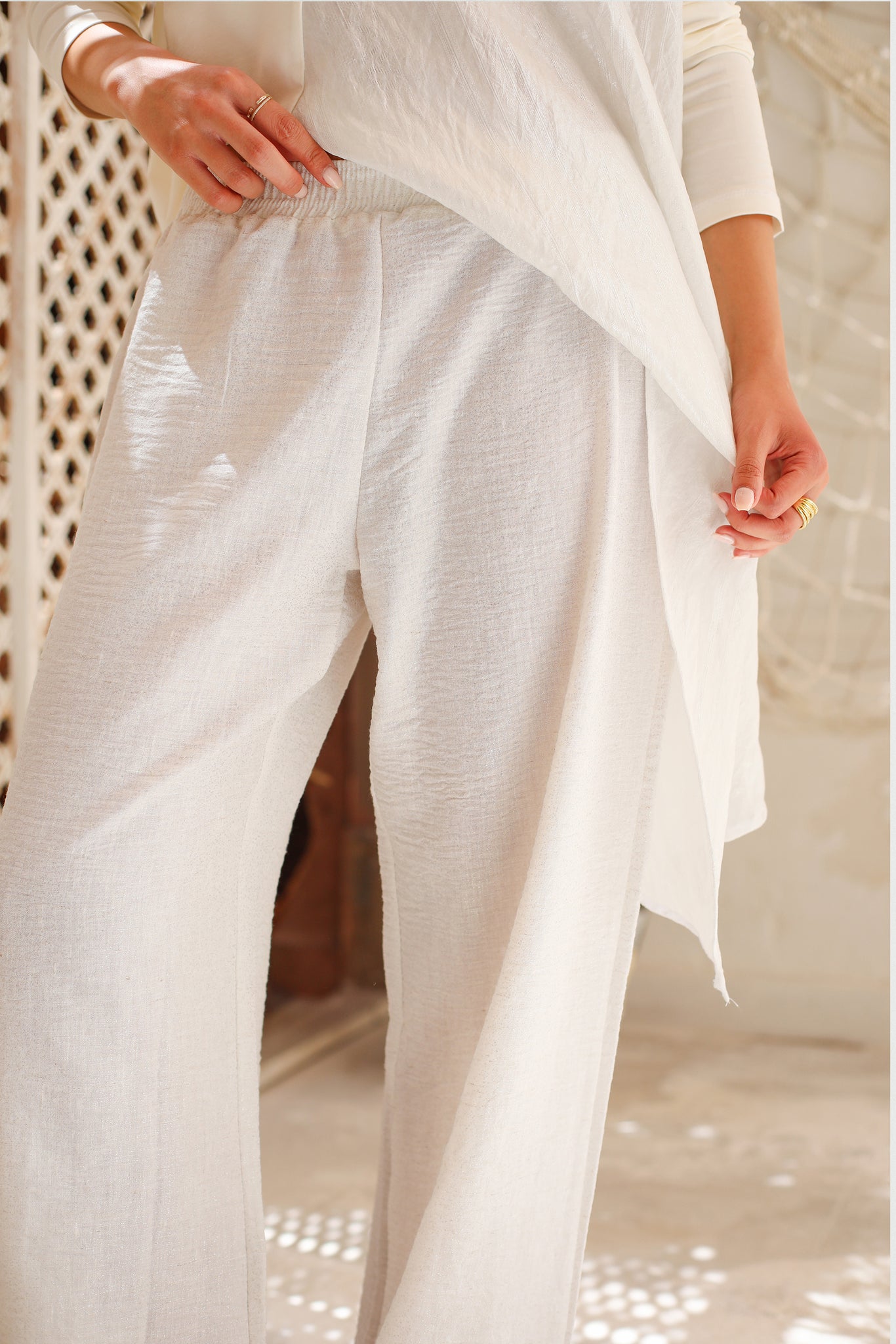 Glittered Linen Pants